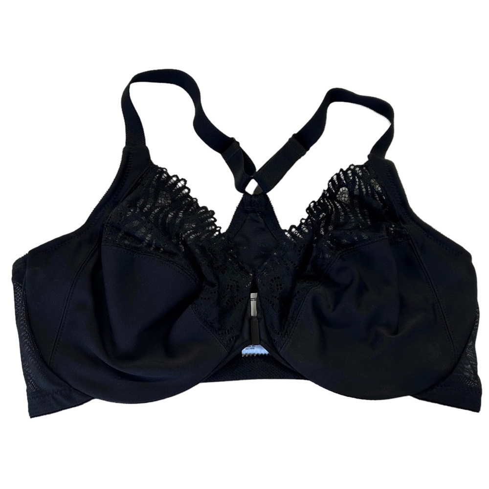 GLAMORISE plus size womens black Front Closure T-Back WonderWire Bra size 36 DD